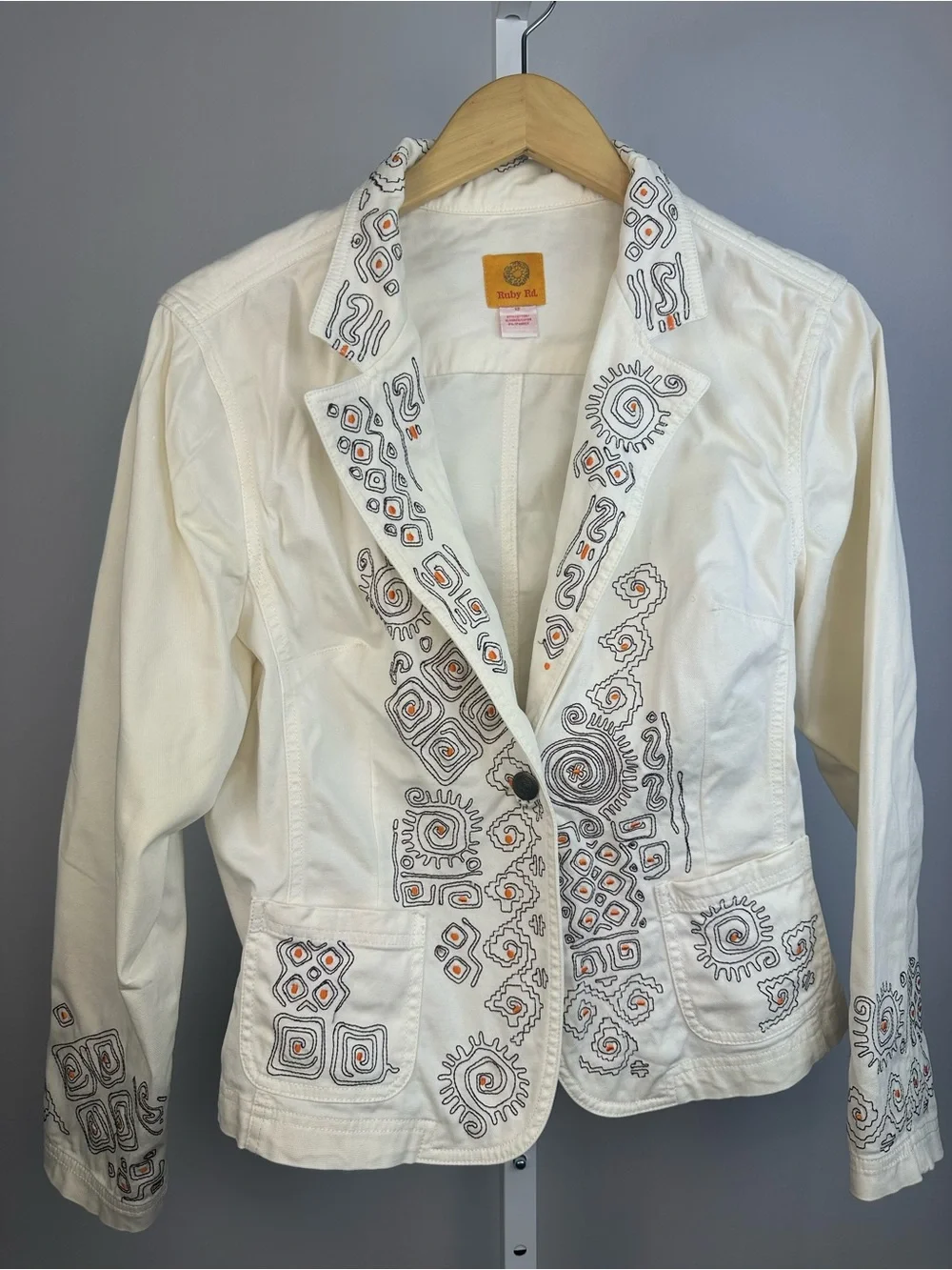 Embroidered Blazer Ivory Boho Western Jacket, Fall Layering